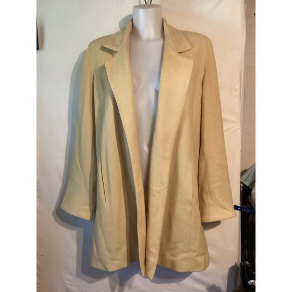 5082 Vintage Linda Richards Open Front 3/4 Length Swing Cool Coat Yellow Size 8 - Picture 1 of 3